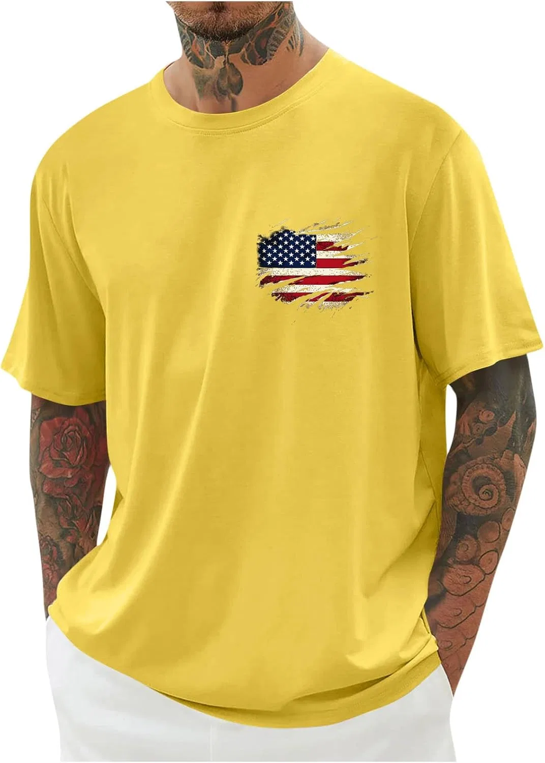 Мужская футболка с американским флагом Generic, Yellow