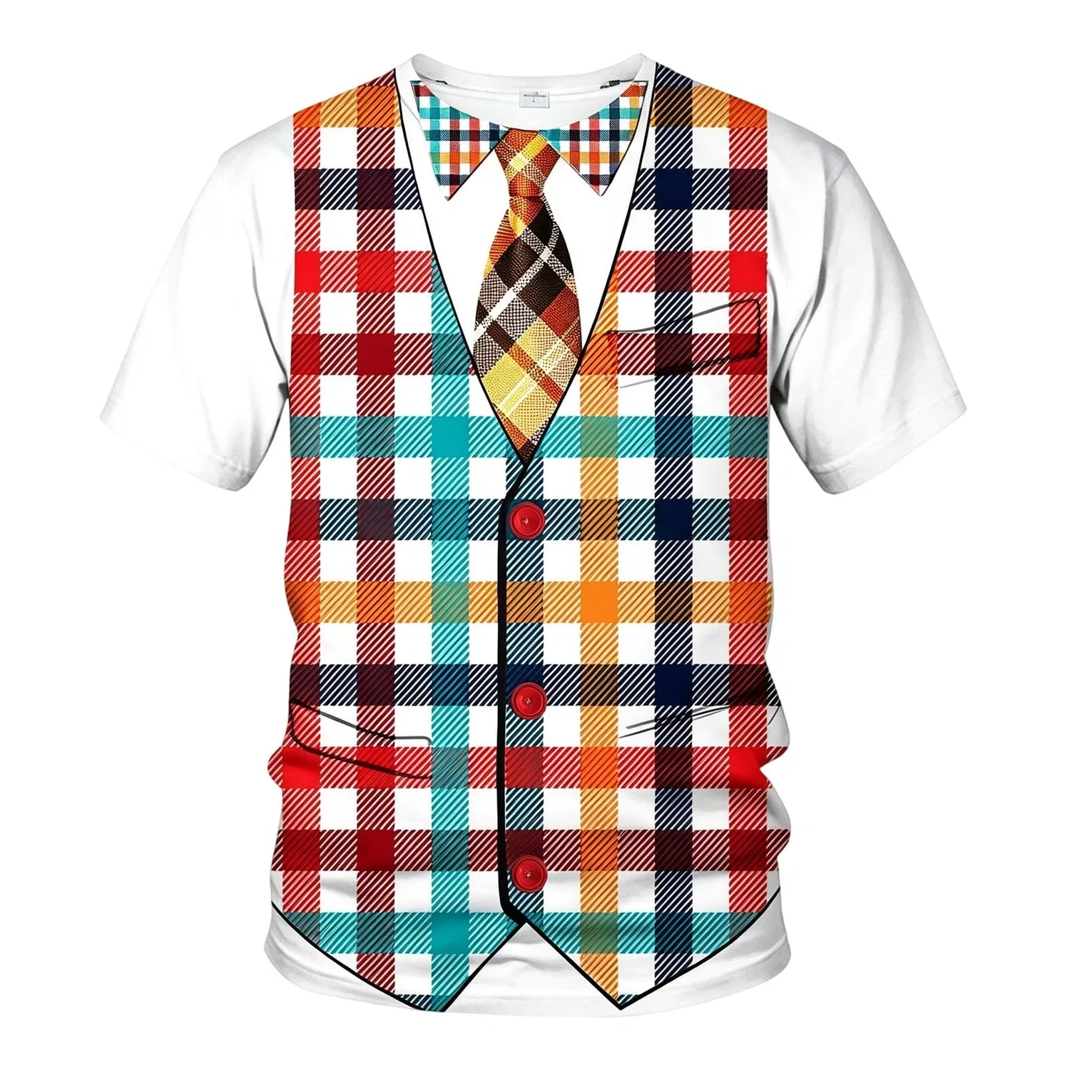 Мужская футболка с принтом смокинг с галстуком, модель Tuxedo T-Shirt Crew Neck Tie 3D Printed Summer Casual Funny Short Sleeve Shirt Tees Top Party Party for Men S-3XL #i413, 06#red