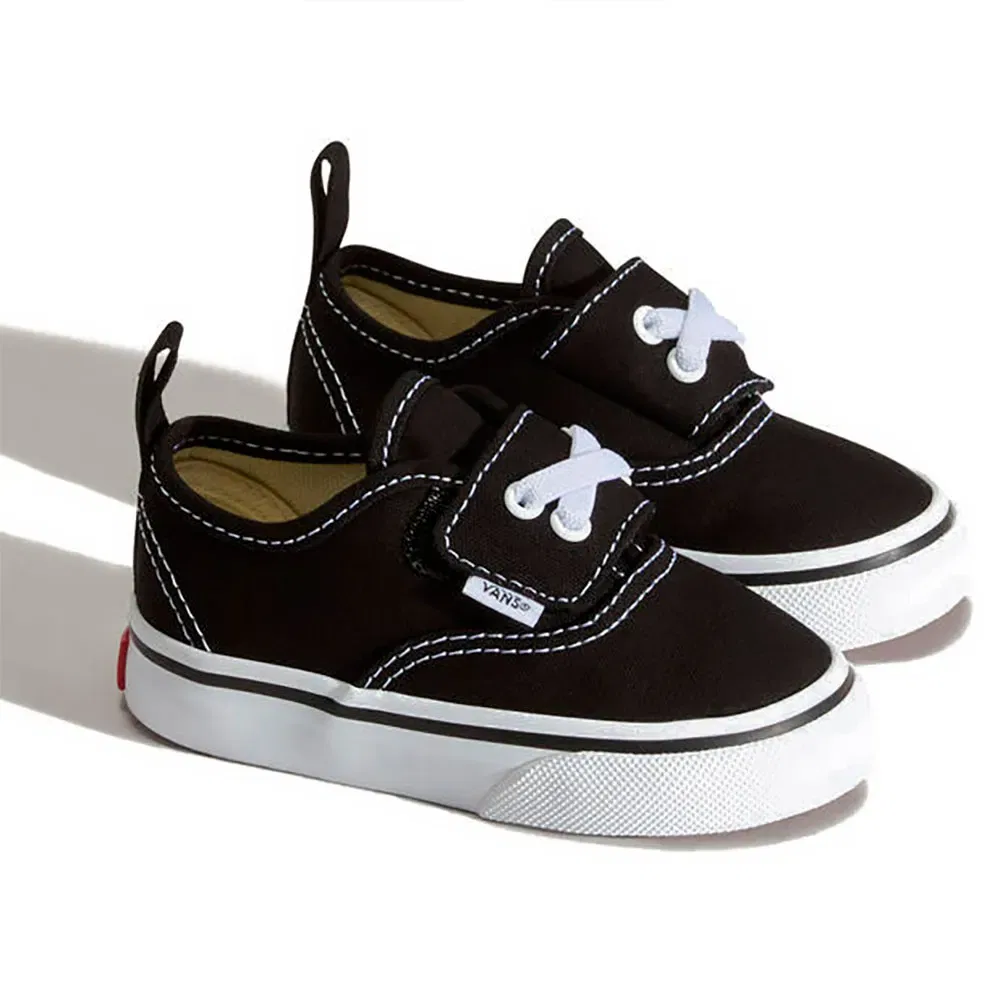 Детские кроссовки для девочек без шнуровки Vans Authentic Elastic V, Black — фото 2