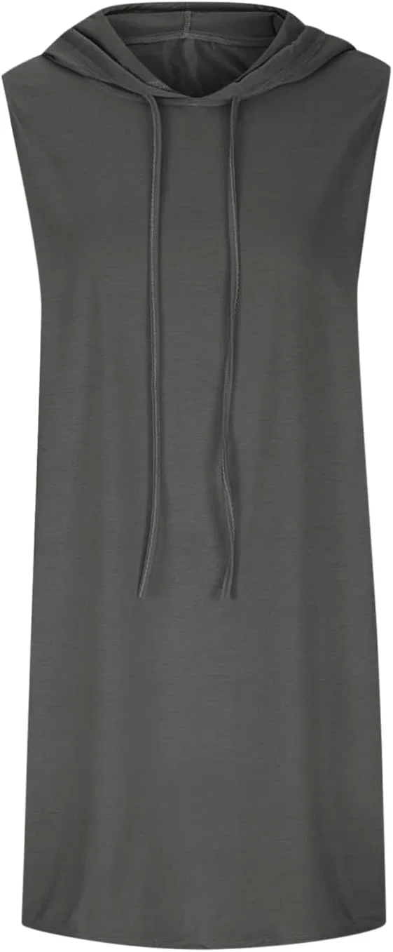 Женское летнее платье без рукавов с капюшоном, Dark Gray — фото 4