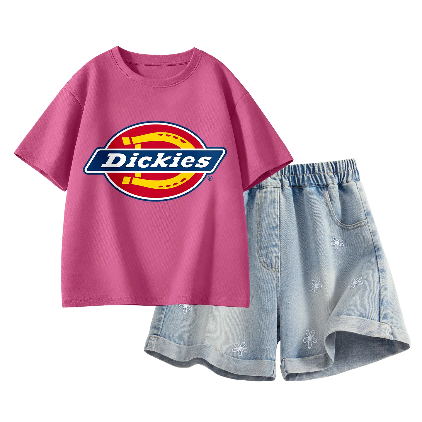 Детский спортивный комплект с принтом Dickies, Standard Berry Red+Solid Color Denim Blue