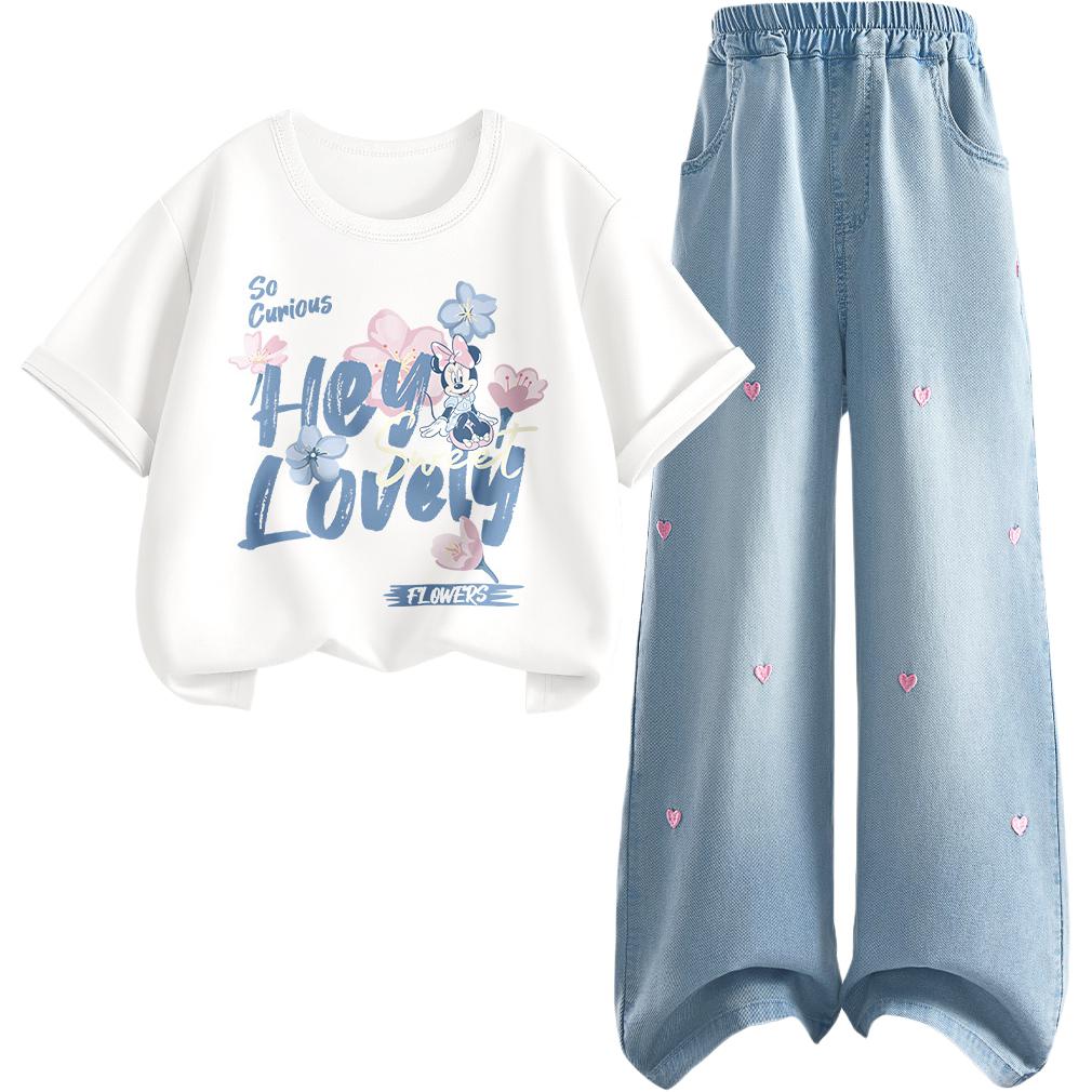 Детская повседневная спортивная одежда Disney, Di Light Color Sky Blue+Solid Color Denim Light Blue — фото 2