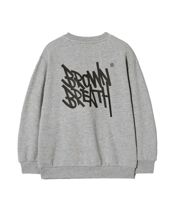 Свитшот детский с принтом, Kids tag crewneck, Brownbreath Kids, серый — фото 2