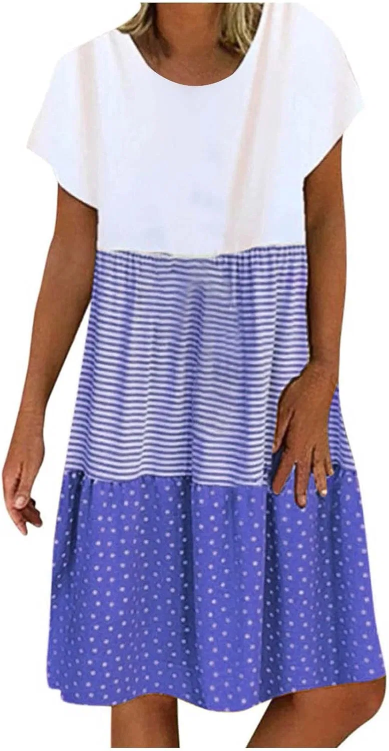 Женское летнее платье мини с коротким рукавом Swing Beach Dress, Blue