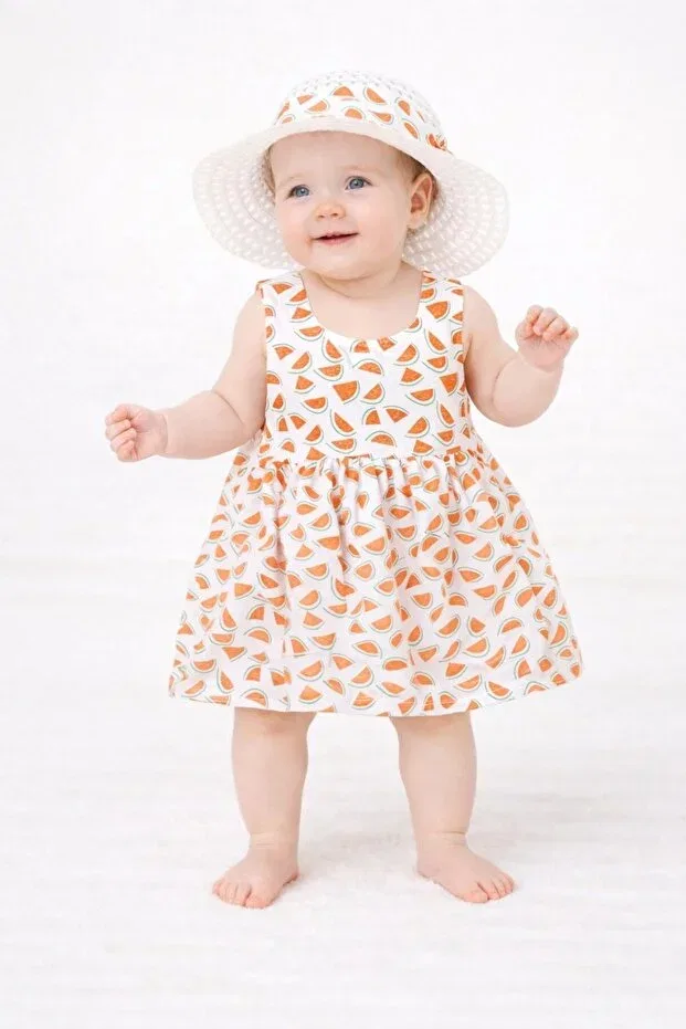 Детское платье для девочек с принтом Sweet Watermelon Print Chicsy Baby, Orange