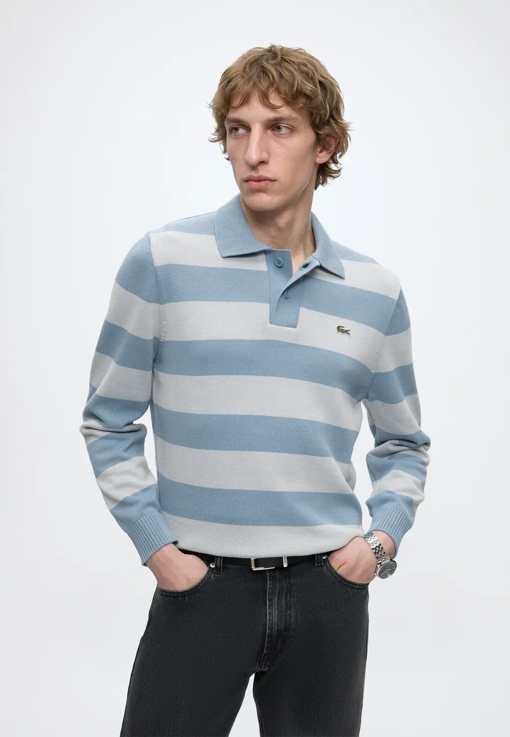 Вязаная рубашка поло - поло-рубашка Lacoste, Blue/Grey — фото 4