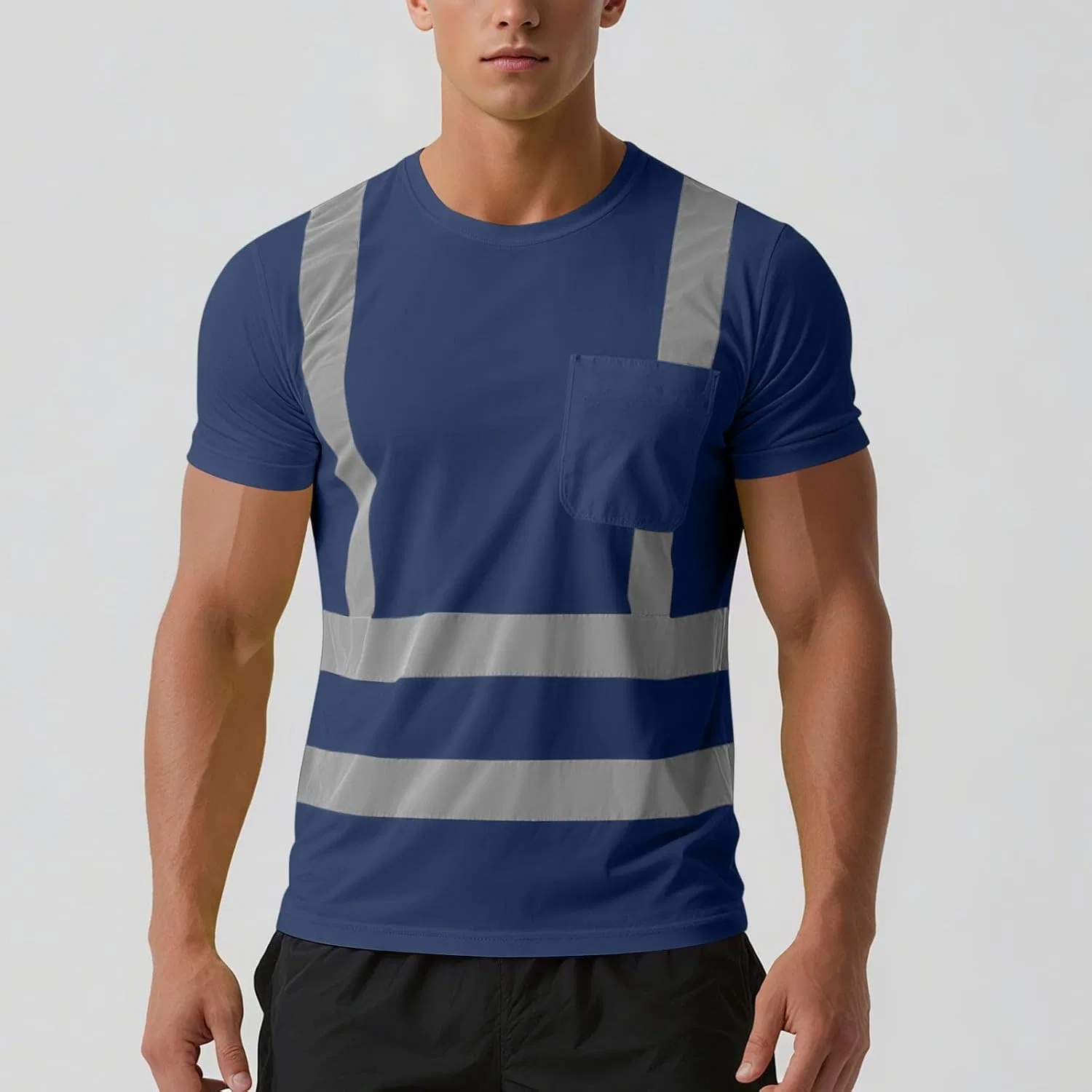 Мужская футболка с отражающими полосами, Mesh, Navy — фото 2