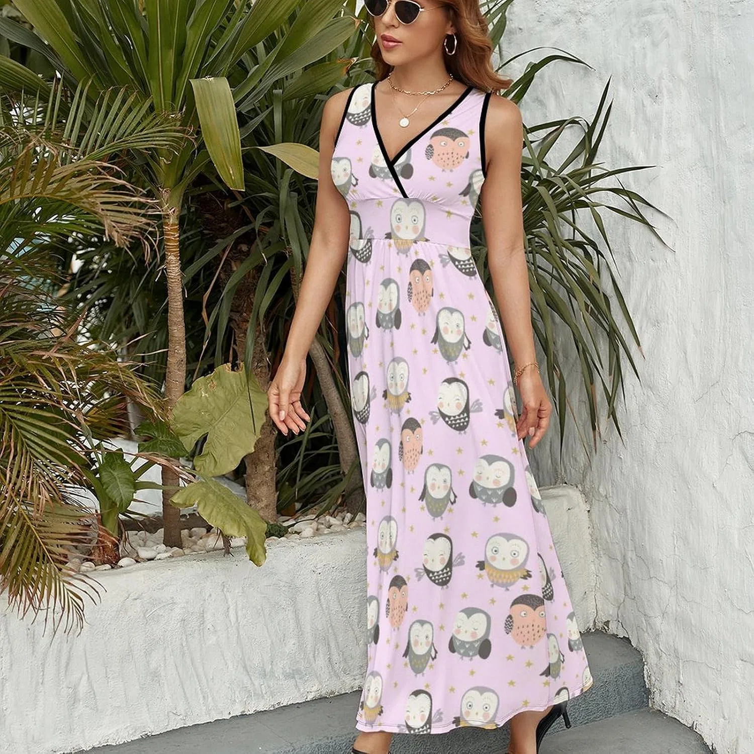Женское повседневное платье макси V-образным вырезом Pink Lobster, Style-16 — фото 3