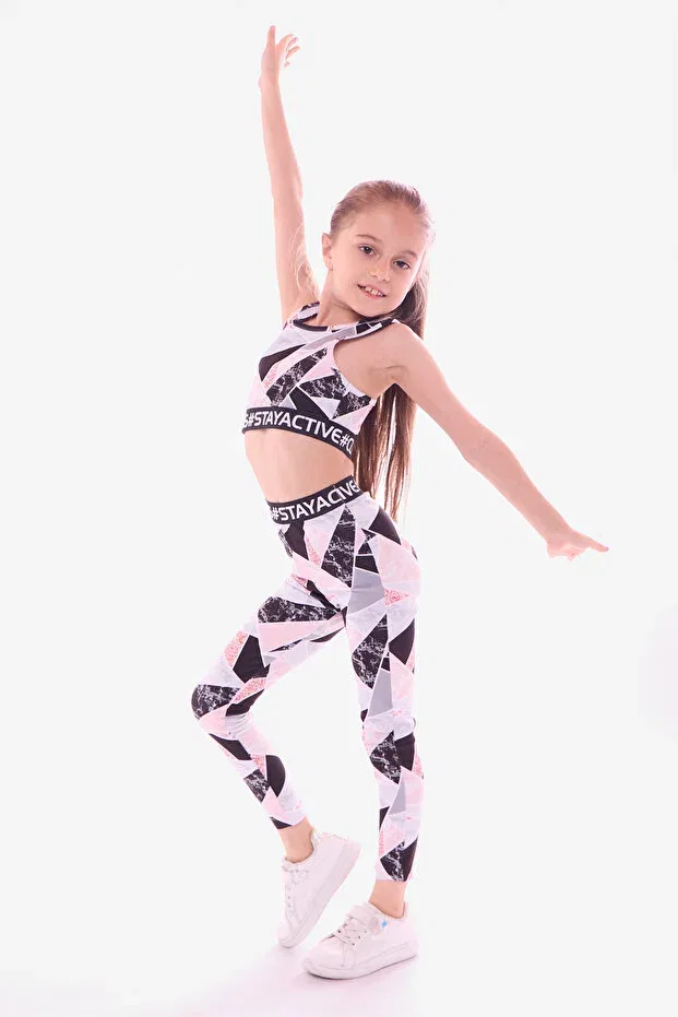 Детские леггинсы для девочек с принтом Grafix Printed Leggings Colorinas, Dark Gray — фото 4
