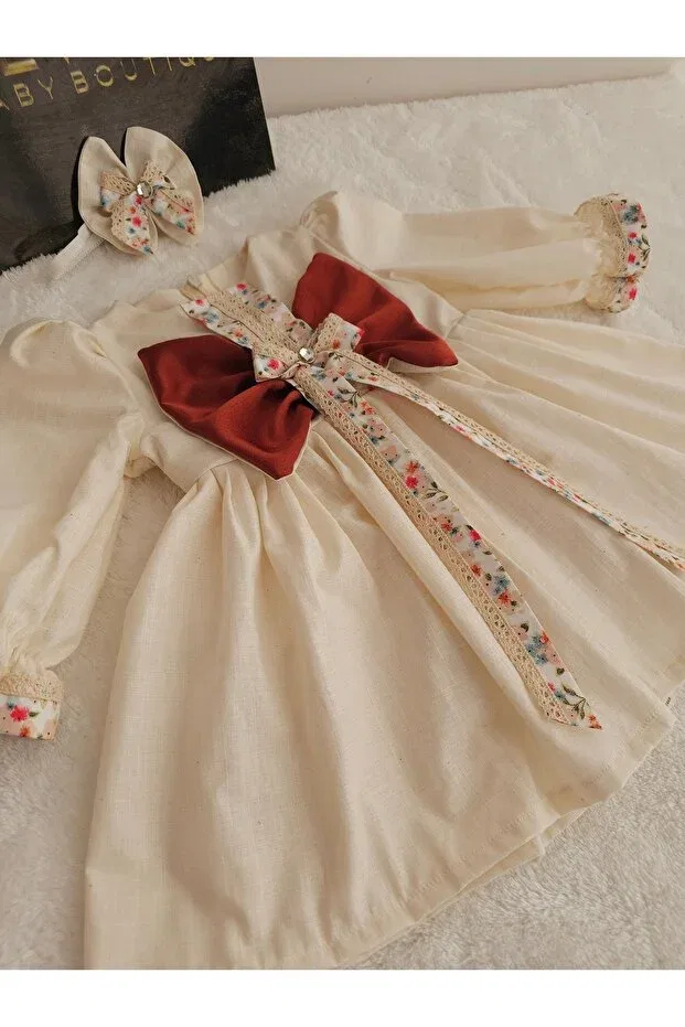 Детское платье для девочек с кружевным принтом Elwirababyboutiqe, Nude Color
