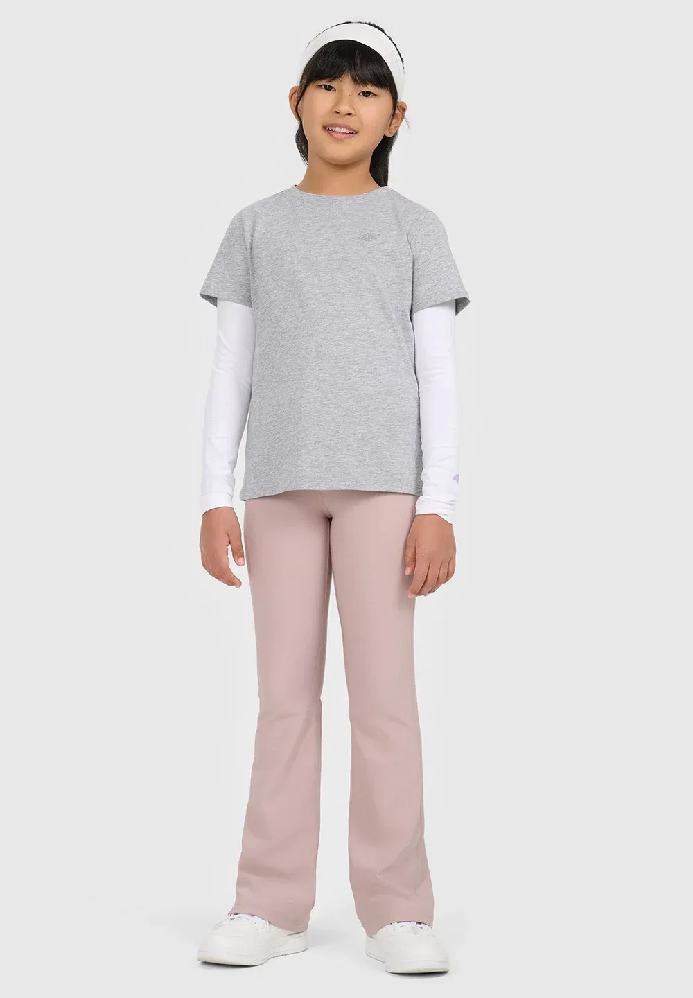 Футболка gładki dziewczęcy - biały 122 (6-7 лат) - базовая футболка 4F, Grey Melange