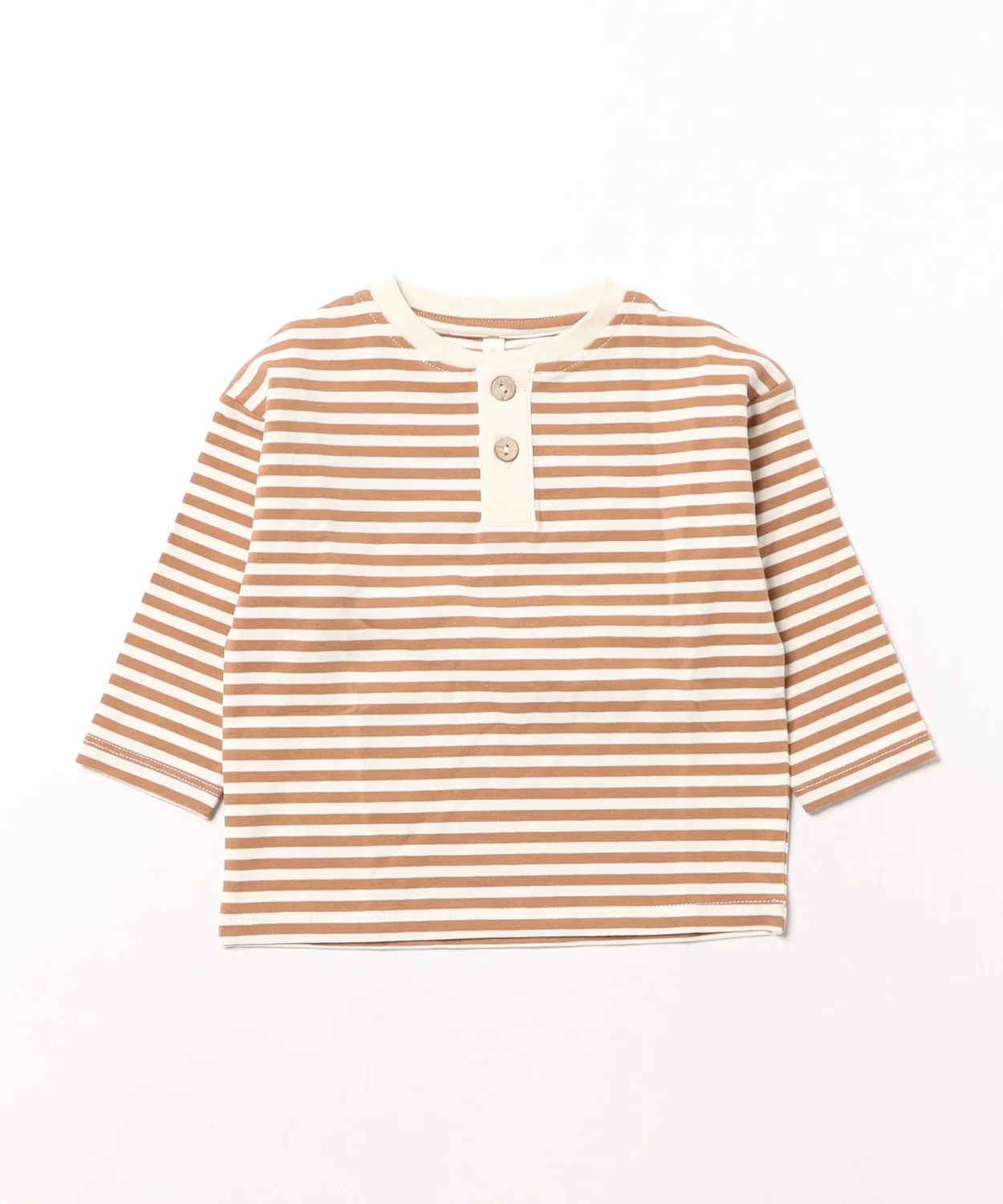 Детский лонгслив с длинным рукавомQuincy Mae Cinnamon Stripe, White/Brown
