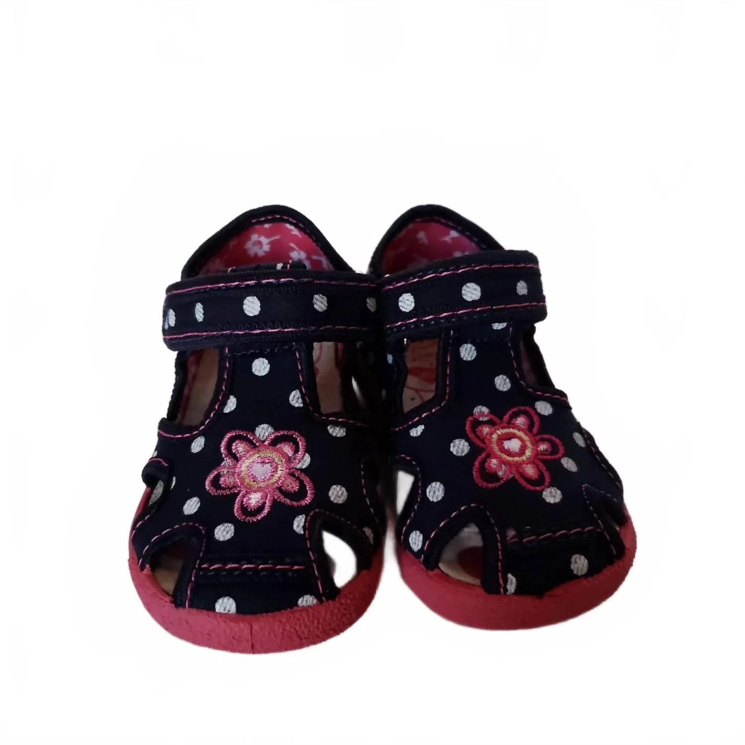 Детские туфли для девочек на липучке с T-образным ремешком Dark Navy Multi Renbut Shoes — фото 2