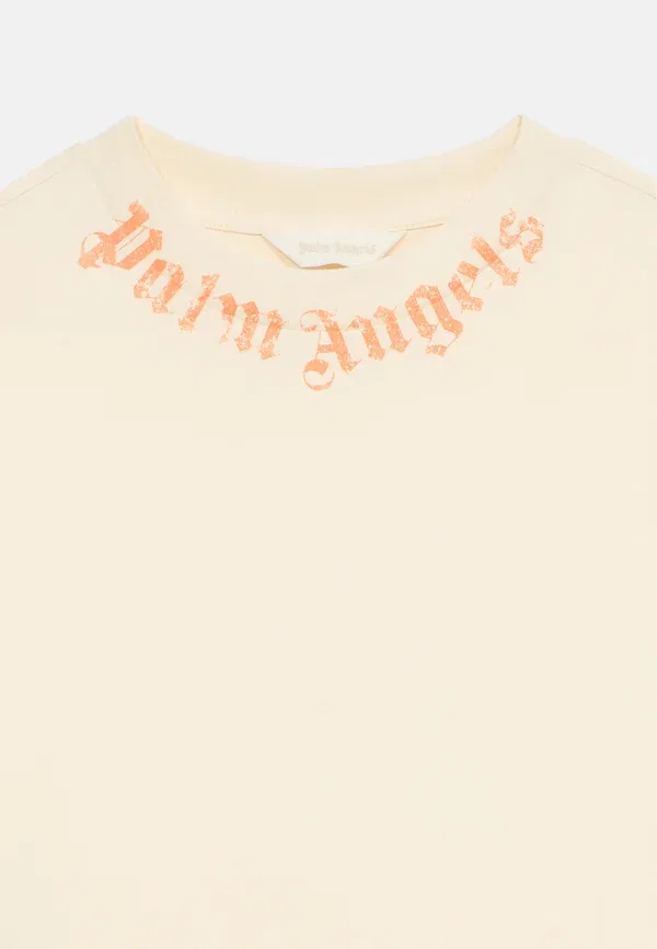 Футболка хлопковая Neck logo tee unisex Palm Angels, Off-white, белый — фото 4