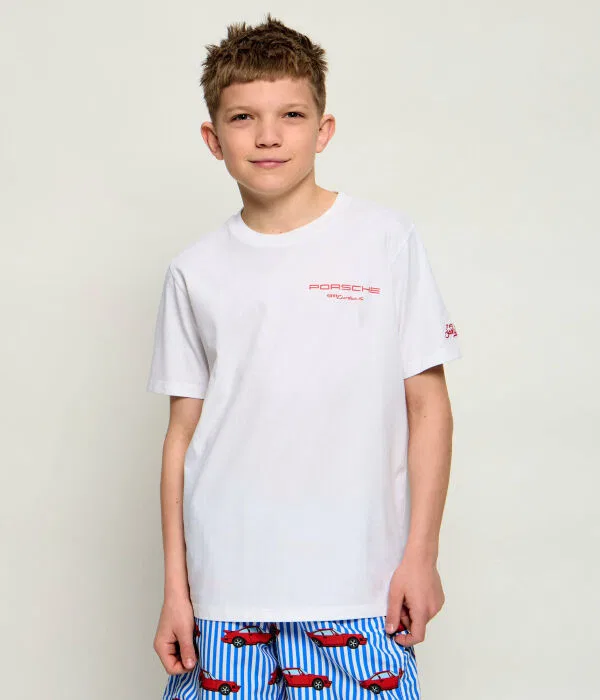 Детская футболка для мальчиков с принтом T-Shirt St.Barth X Porsche Regular Fit, белый