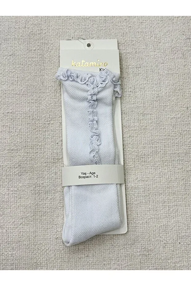Детские носки для девочек с кружевной отделкой Katamino, White