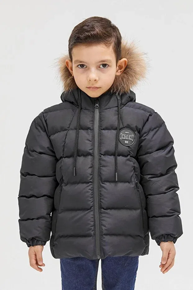 Детское зимнее пальто для девочек с капюшоном Benitto Kids, Navy Blue