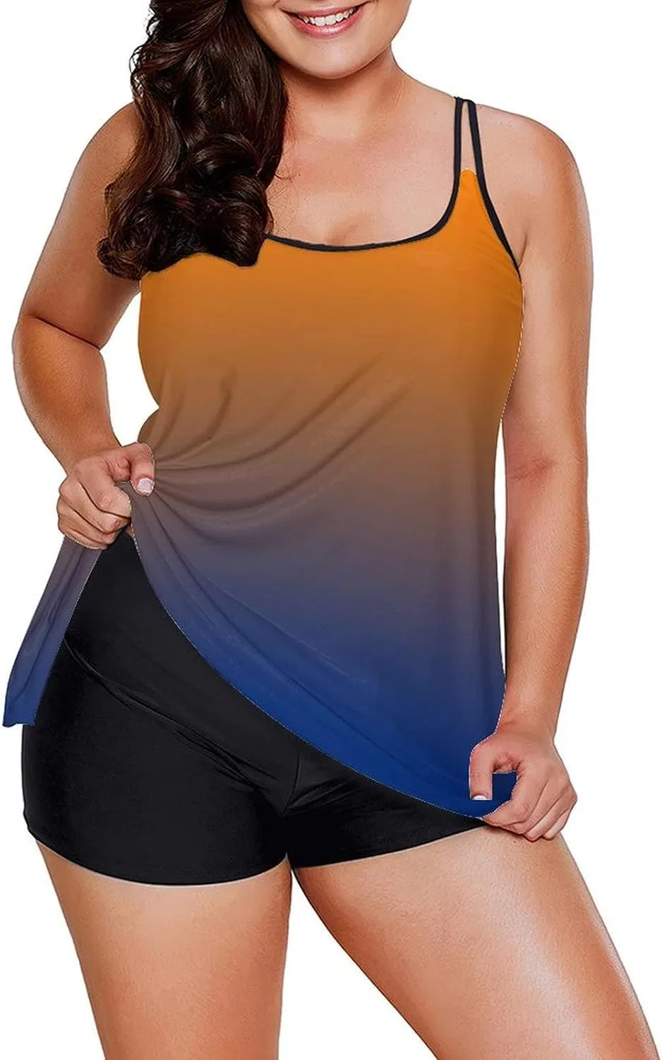 Женский танкини с принтом, two piece swimsuit, C-yellow — фото 4