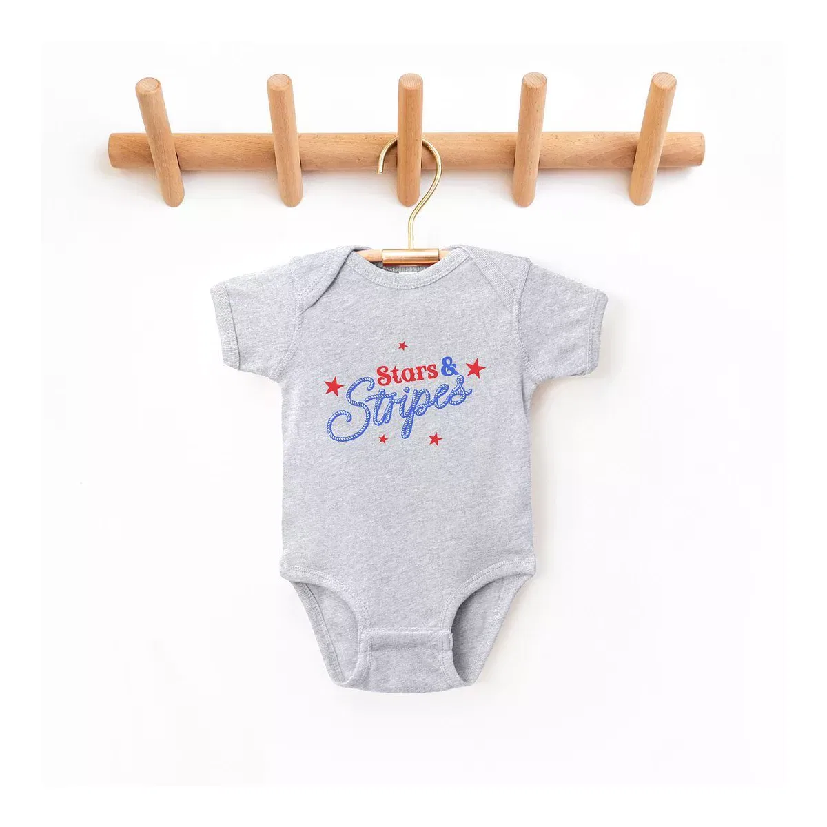 Детский боди с коротким рукавом Western Stars And Stripes The Juniper Shop, Heather Grey