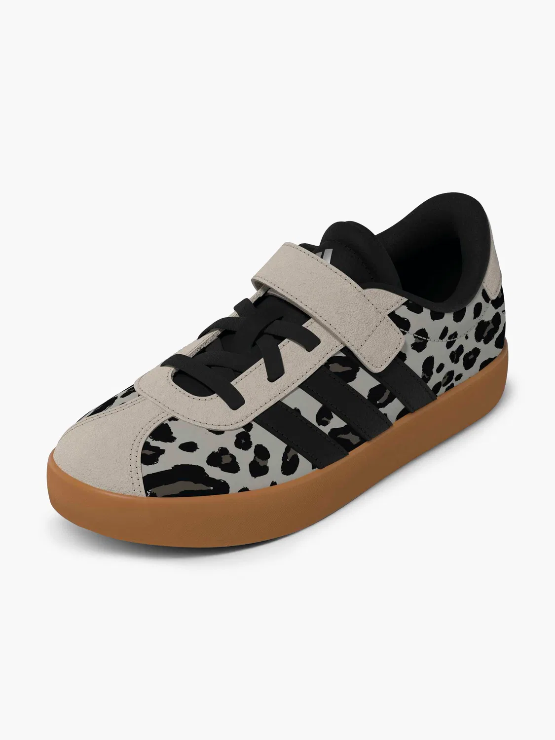 Детские кроссовки с анималистичным принтом Adidas VL Court 3.0 EL C, бежевый — фото 2