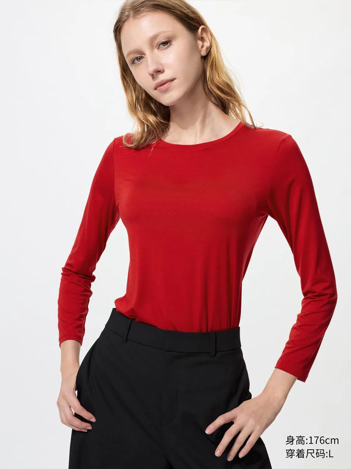 Футболка HEATTECH ULTRA WARM с длинным рукавом Uniqlo, коралловый