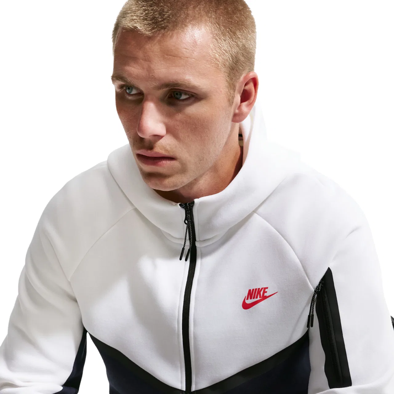 Мужская олимпийка Tech Fleece Full-Zip Windrunner Nike, цвет Obsidian/White — фото 3