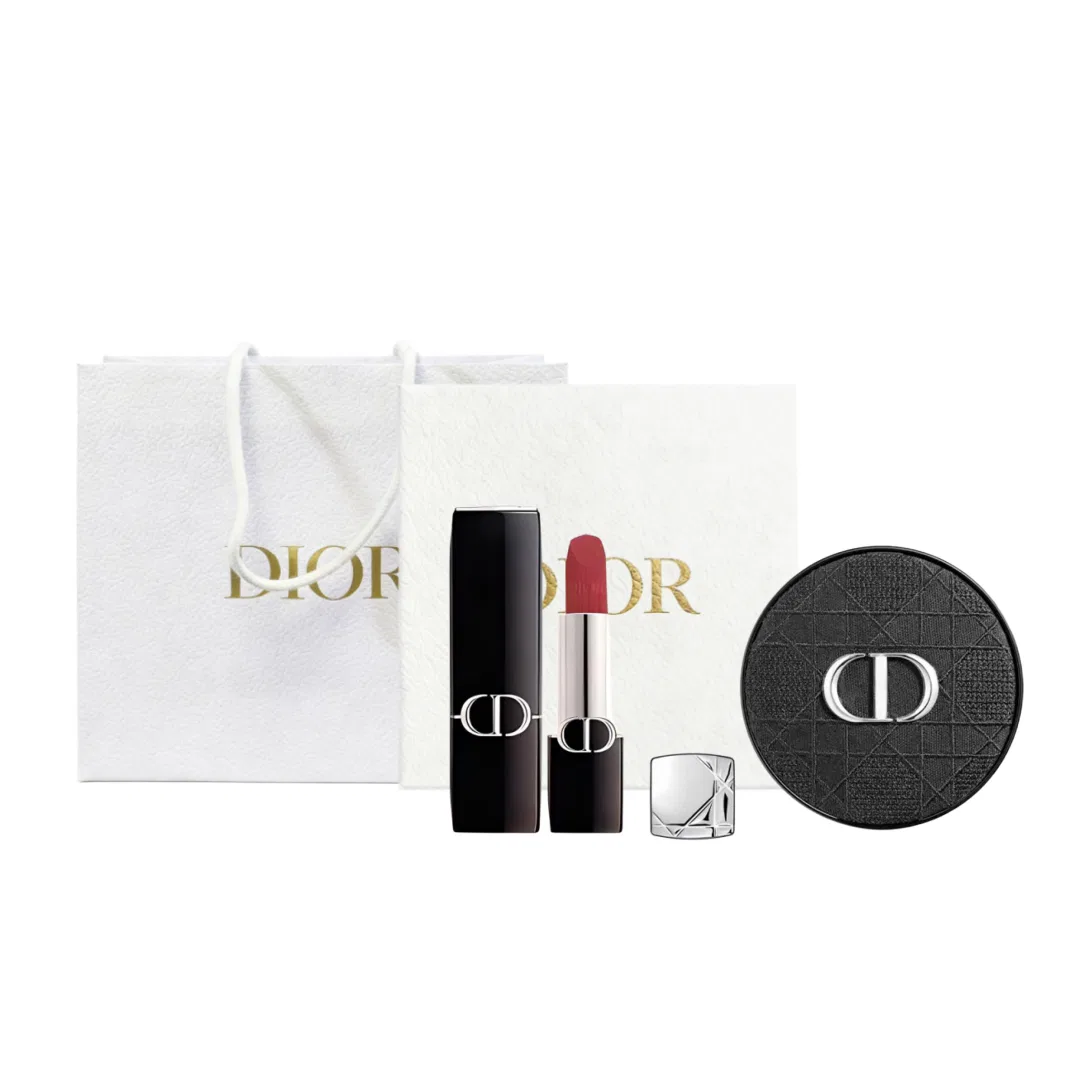 Набор для макияжа Satin Lipstick & Cushion DIOR, Fiery Blue Gold