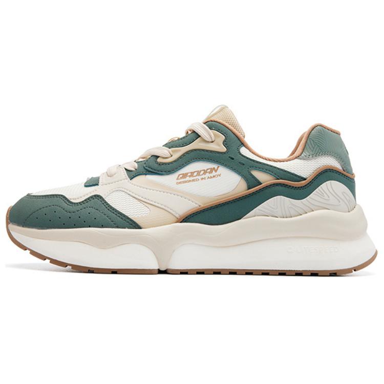 

Вертикальные горизонтальные VI амортизирующие противоскользящие низкие повседневные кроссовки мужские бело-зеленые QIAODAN, цвет слоновая кость/лаймовый зеленый