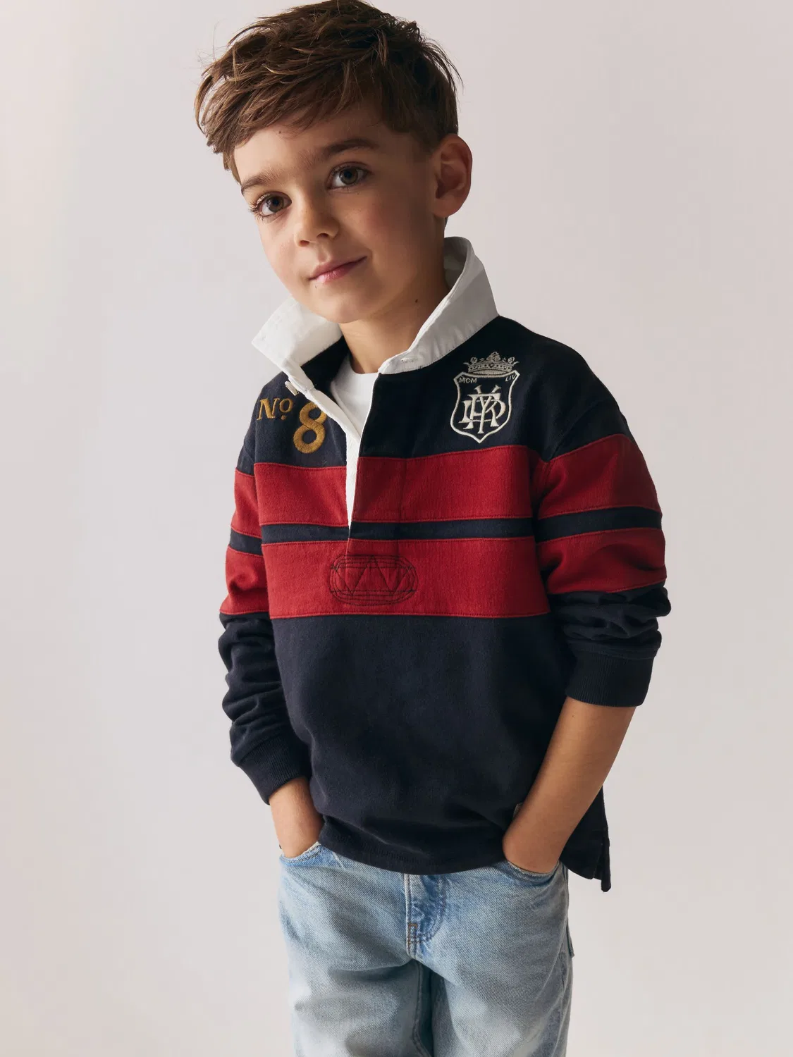 Рубашка поло с вышивкой Superdry Rugby, красный/темно-синий — фото 3