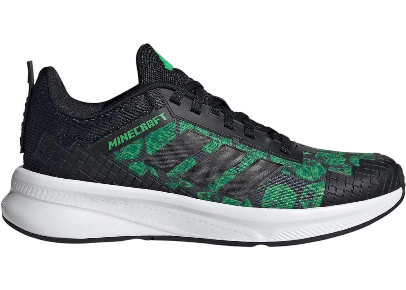 Детские кроссовки для мальчиков с закрытой пяткой Adidas Fortarun 4.0 Minecraft Black, Core Black/Core Black/Cloud White