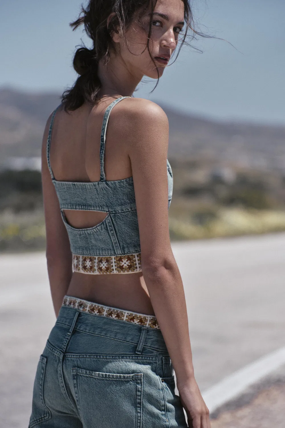 Вязаный топ из джинсовой ткани Z1975 ZARA, Mid-Blue — фото 4