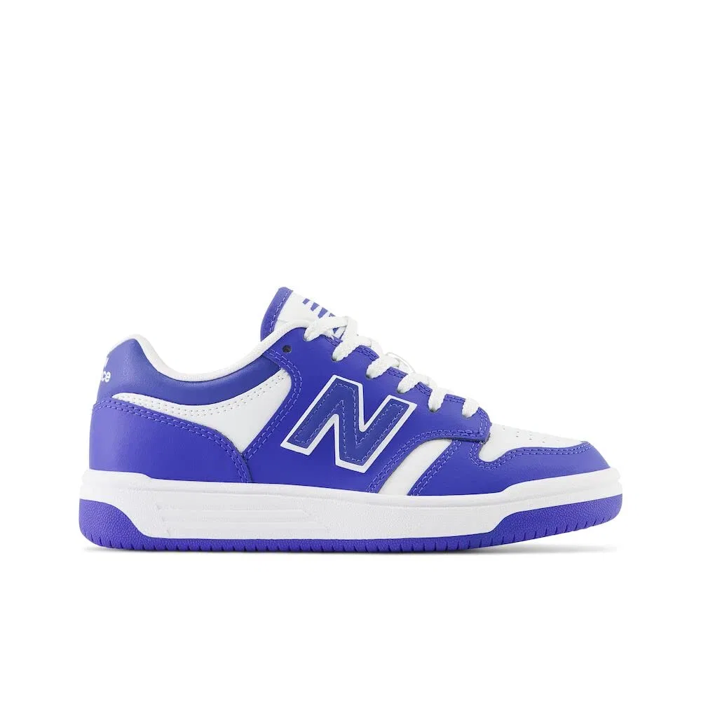 Детские кроссовки для мальчиков кожаные 480 V1 Lace-up New Balance, Blue — фото 3