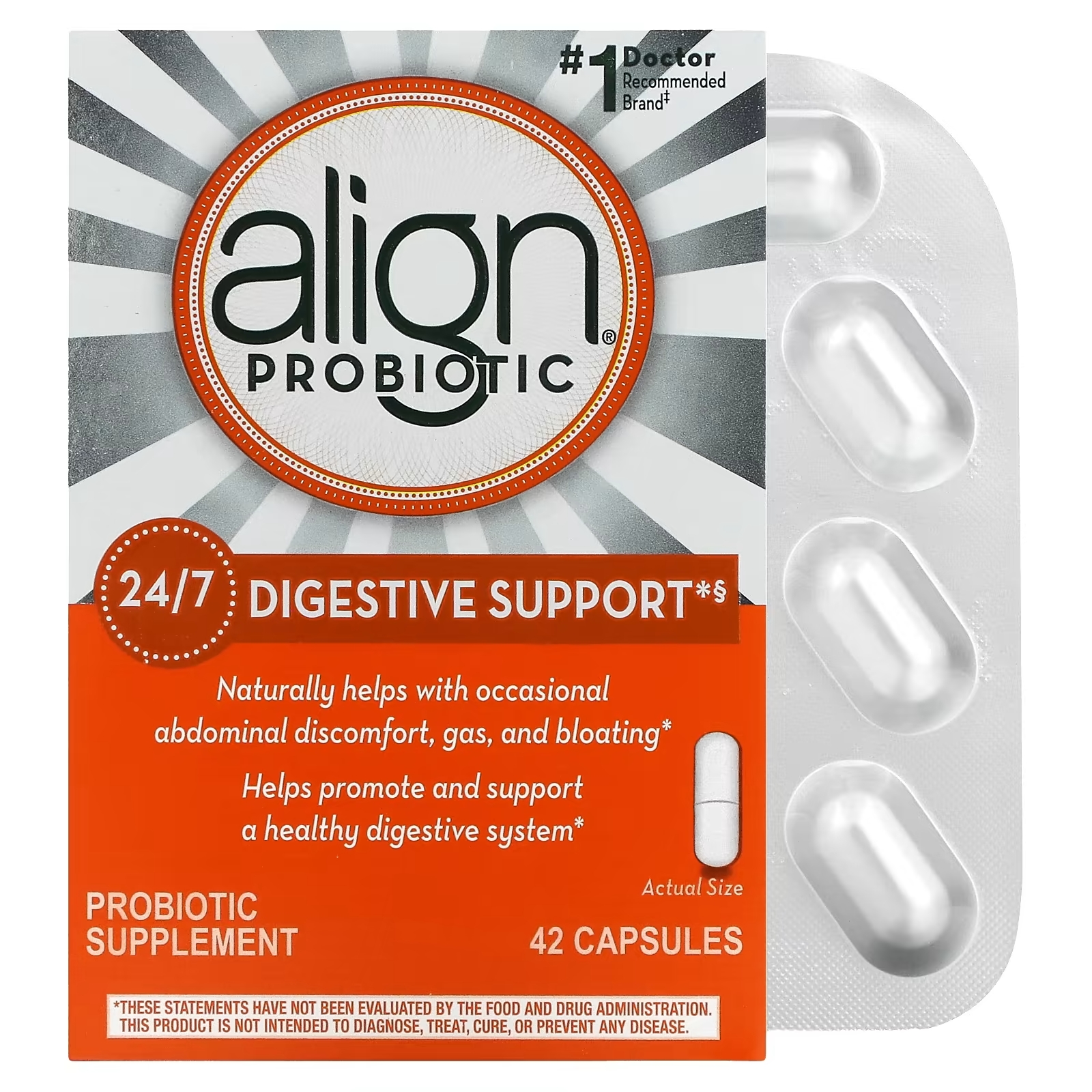 Добавка с Пробиотиками для Поддержки Пищеварения Align Probiotics, 42 капсулы - фото