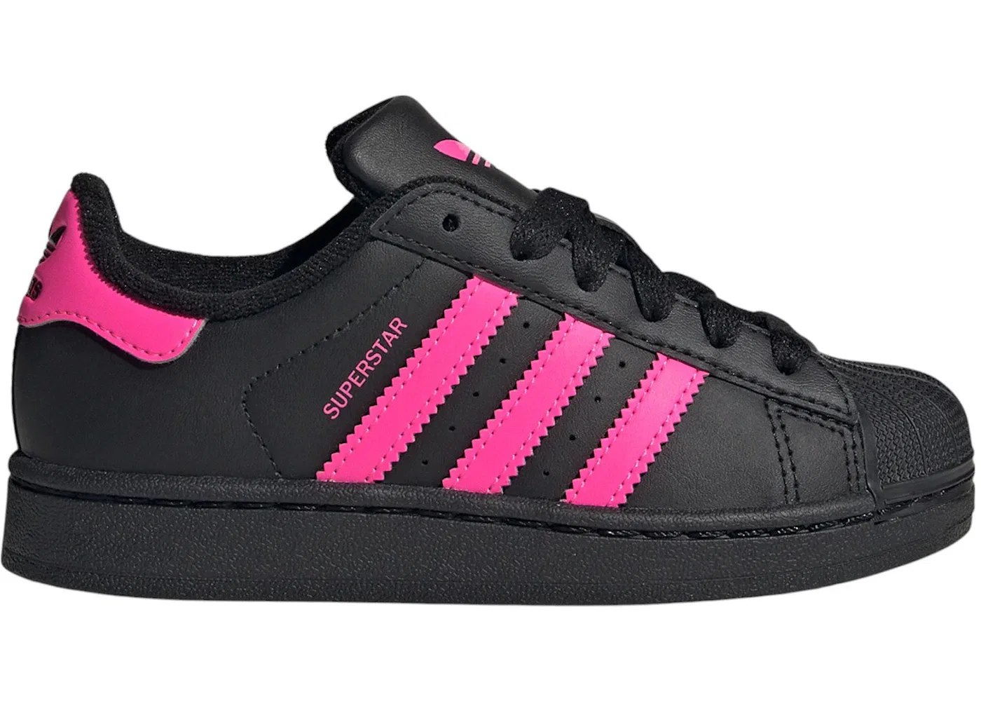 Детские кроссовки с шнуровкой Adidas Superstar II, Core Black Lucid Pink Core Black