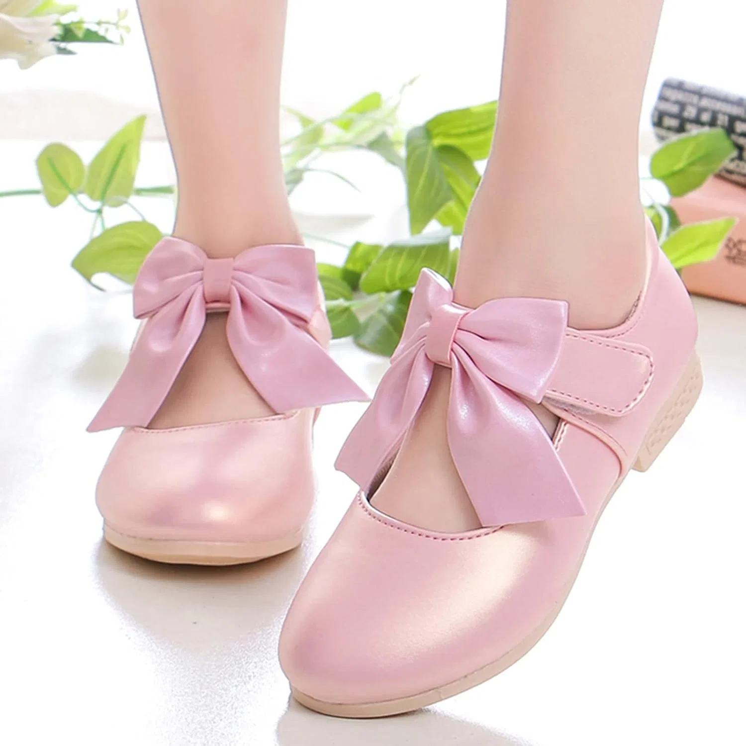 Детские балетки для девочек с бантом Mary Jane Flats, Pink — фото 3