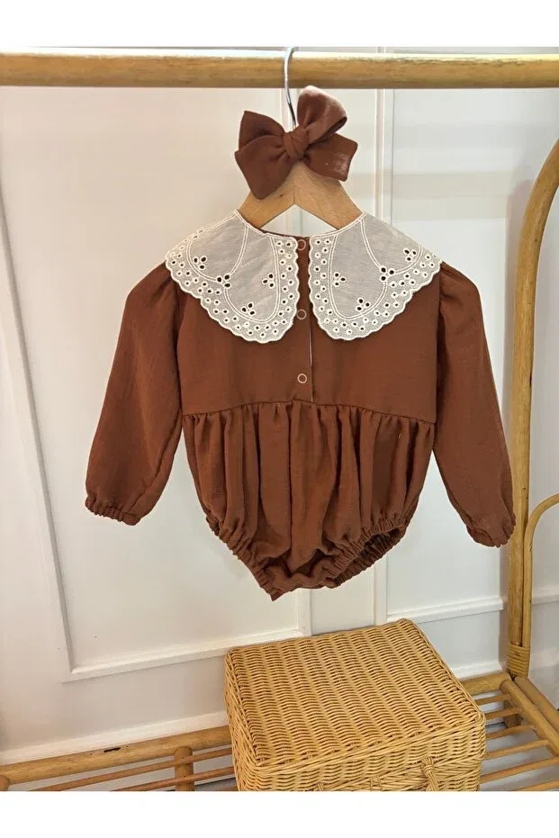 Детское боди-комбинезон для девочек хлопковый Lolidenss, Brown — фото 3