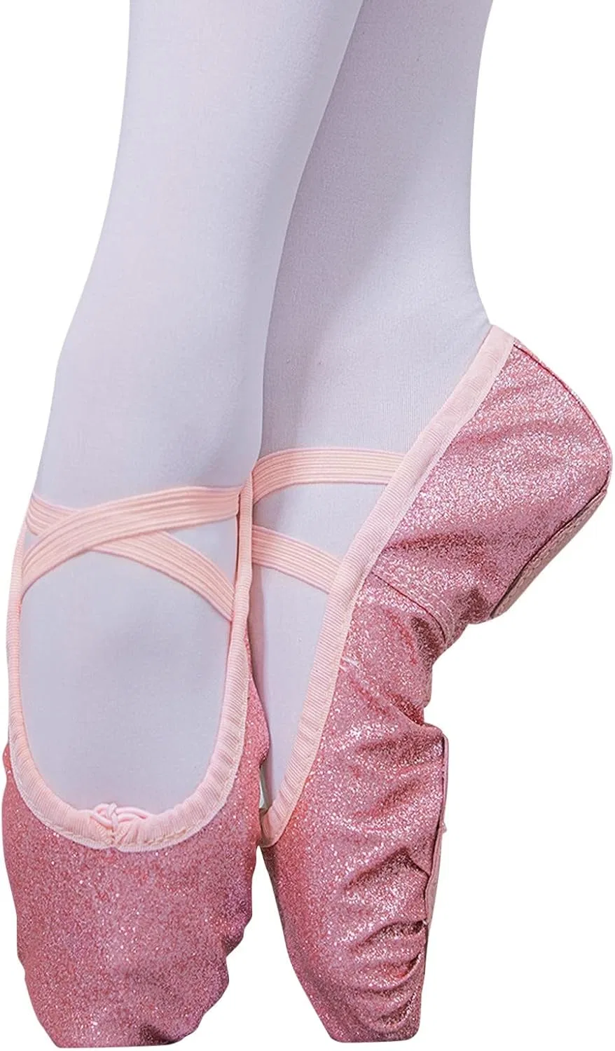Детские балетки для девочек с блестками Ballet Shoes Split-Sole Glitter Flat Yoga Dance Shoes, Pink — фото 2