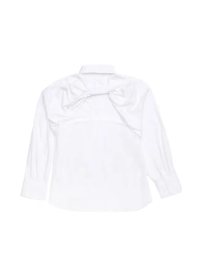 Лонгслив хлопковый с отложным воротником Zara, белый — фото 3