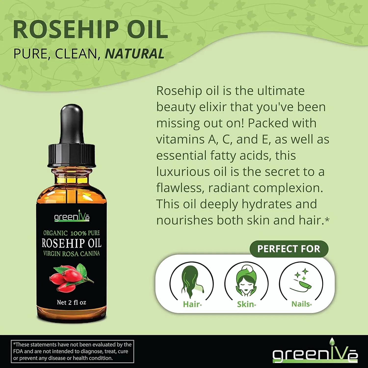 Масло для лица и тела Rosehip Oil, GreenIVe, 128 fl oz — фото 4