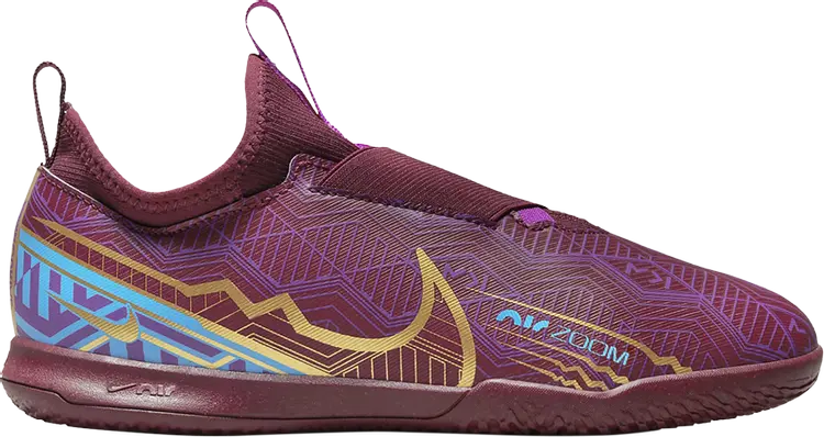 Кроссовки Nike Kylian Mbappé x Zoom Mercurial Vapor 15 Club IC GS 'Dark Beetroot Metallic Vivid Gold', фиолетовый — фото 2
