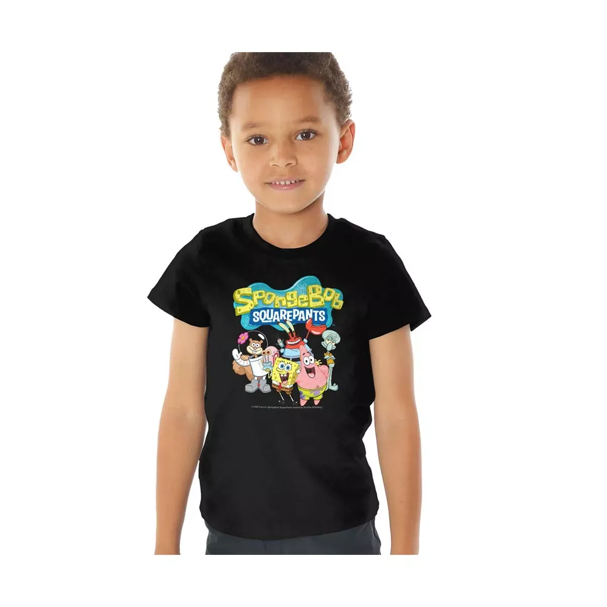 Детское футболка с принтом Spongebob Logo Friends SpongeBob, Black