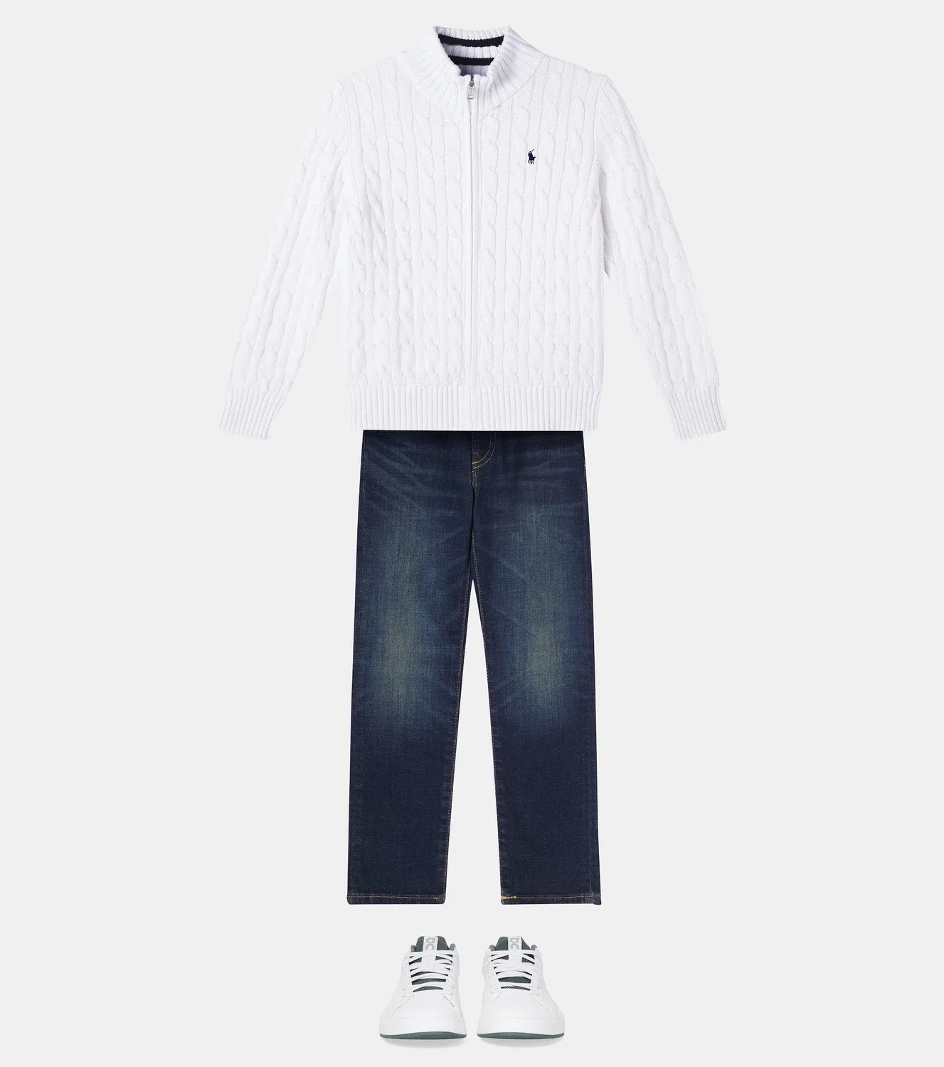 Джемпер хлопковый на молнии Polo Ralph Lauren Kids, белый — фото 2