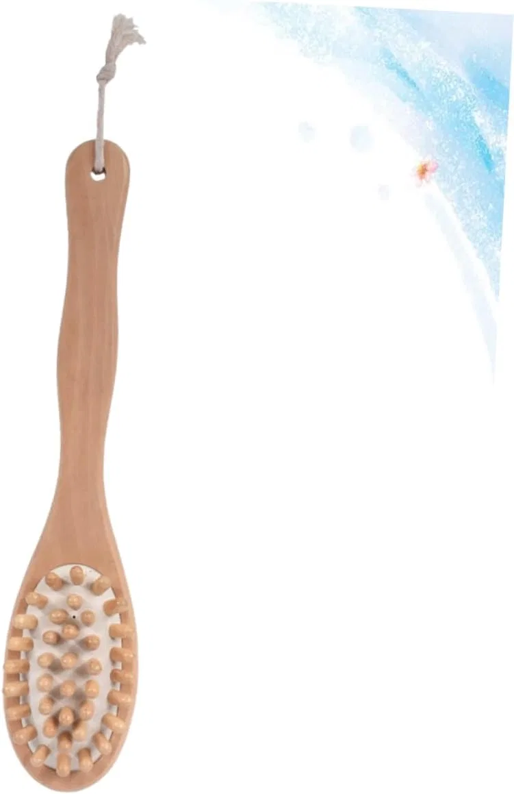 Двусторонняя щетка для тела с деревянной ручкой, MUCKLILY, 1 шт., Beige — фото 2