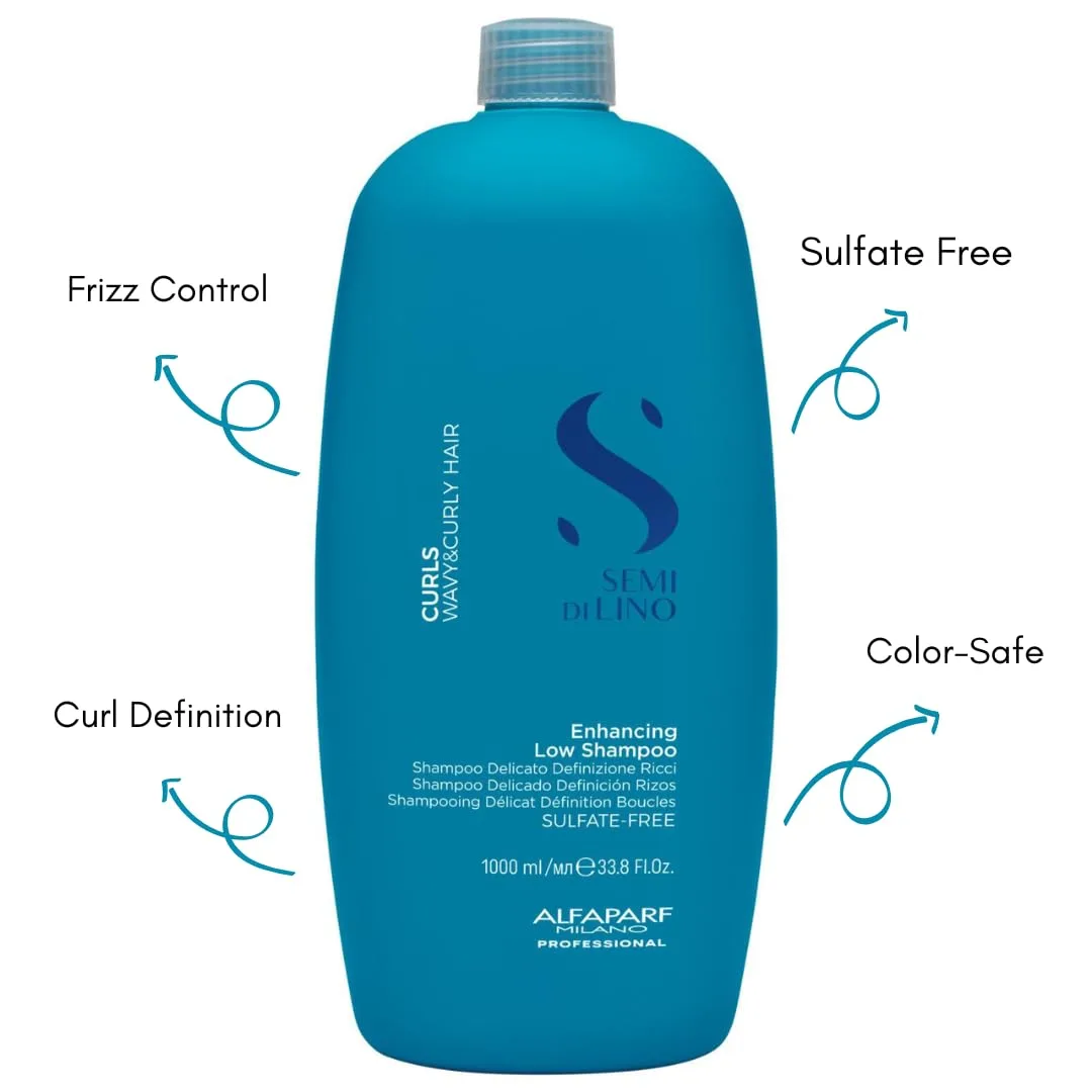 Шампунь Alfaparf Milano Semi Di Lino Curls Enhancing без сульфатов для волнистых и кудрявых волос - увлажняет и питает - уменьшает пушистость - защищает от влажности - подходит для веганов 1000 мл (.) — фото 3