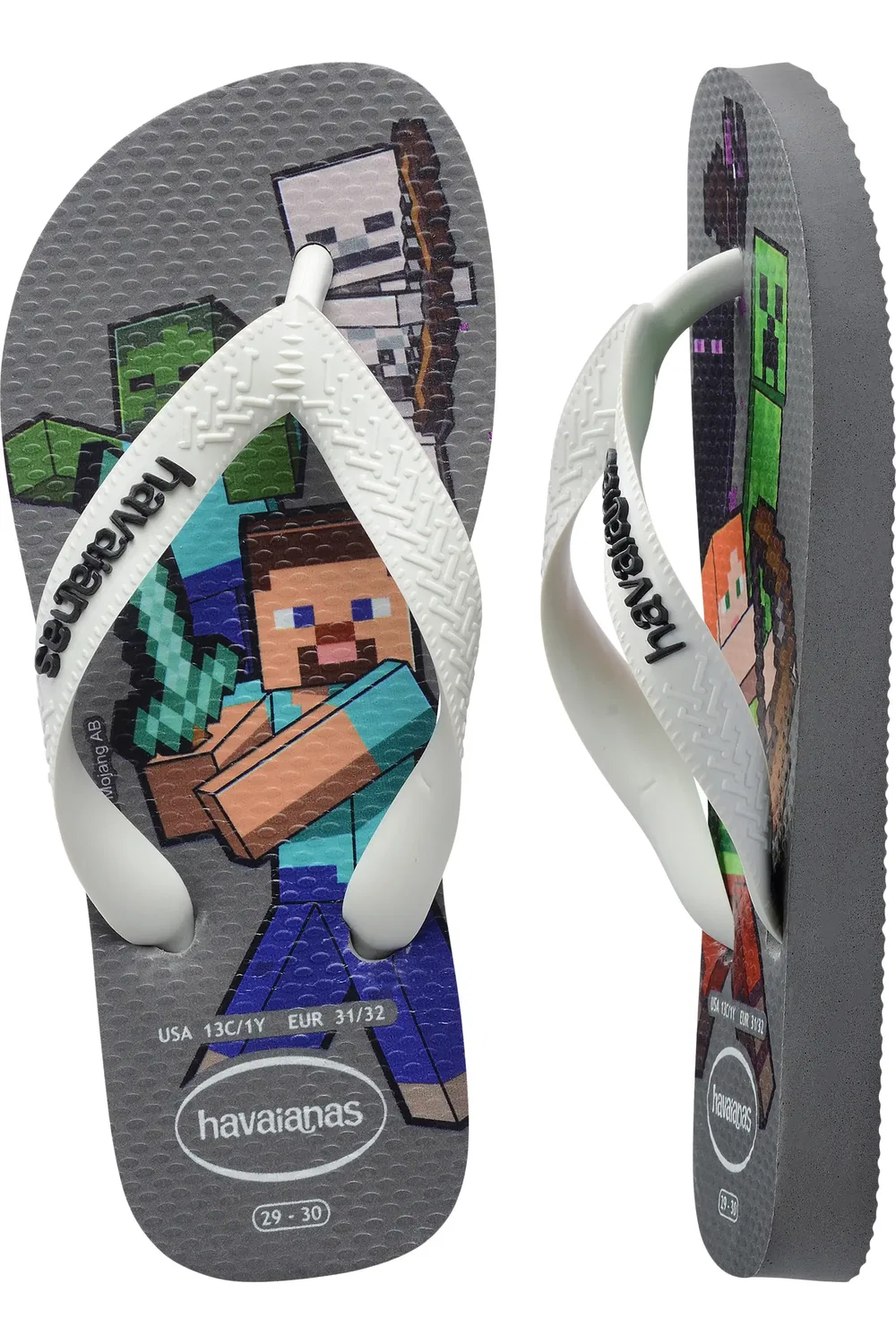 Сандалии детские Minecraft Havaianas, Steel Grey/White — фото 4