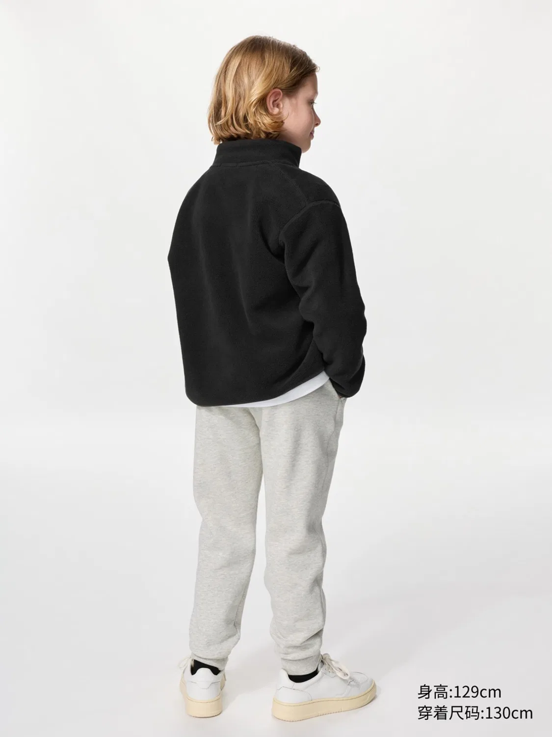 Детские утепленные спортивные штаны с имитацией овчины Uniqlo, светло-синий — фото 4