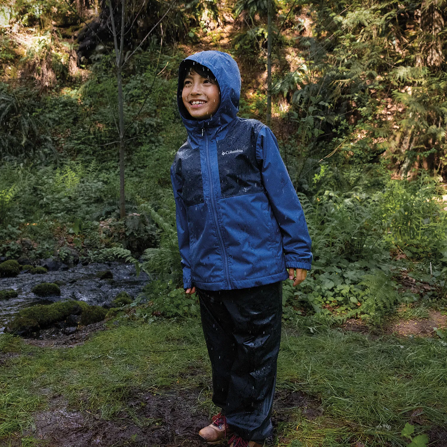 Детская куртка-дождевик с флисовой подкладкой Rainy Trails II Fleece Columbia, Dark Blue — фото 4