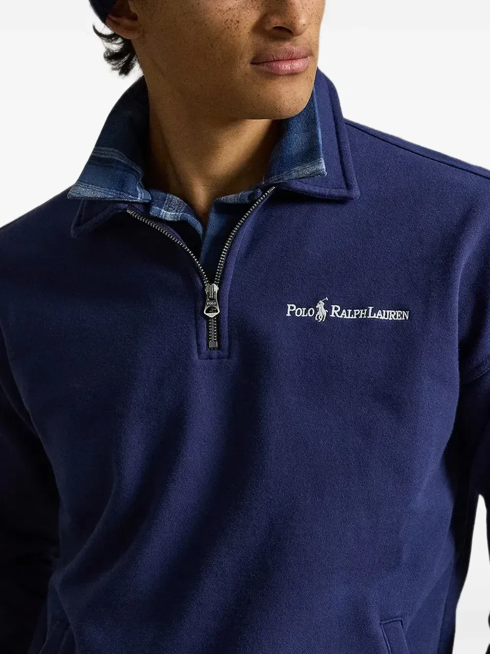 Свитшот с воротником на молнии и вышивкой POLO RALPH LAUREN, синий — фото 4