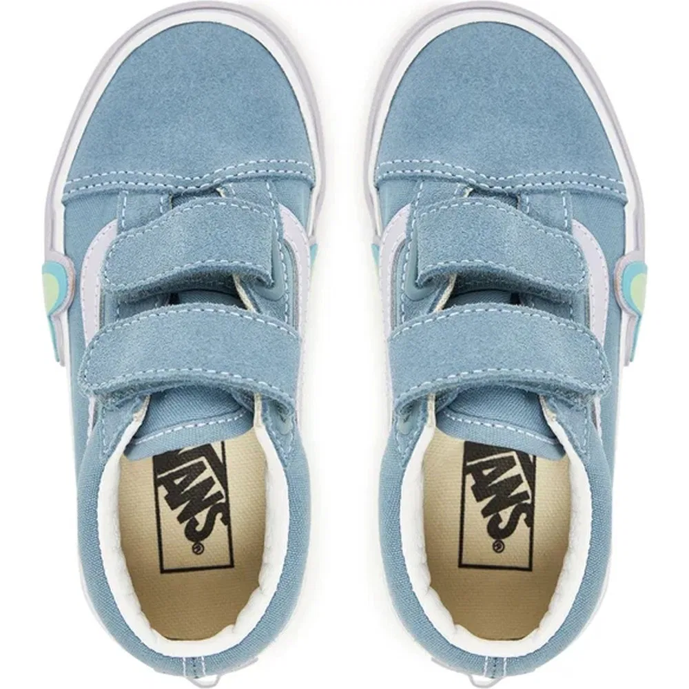 Детские кроссовки для девочек Vans Old Skool V Heart, Blue — фото 4