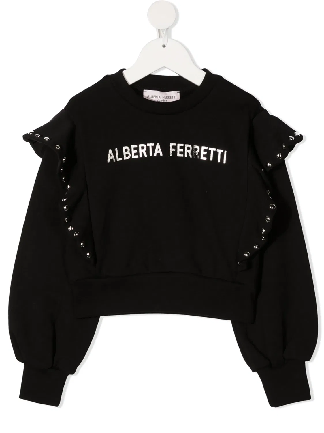 Свитшот с логотипом и деталями Rockstud Alberta Ferretti, черный